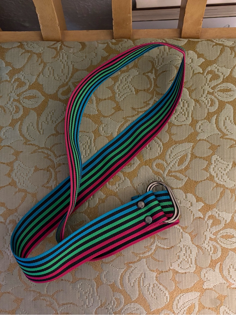Vintage Striped Multicolor Elastic Belt - Pink, Green & Blue